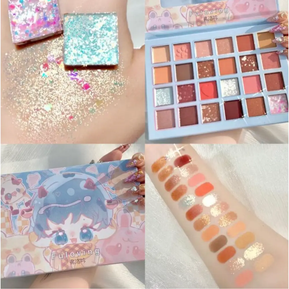 Kawaii Eyeshadow Palette with Warm Tones and Cute Anime Design - Blue Manga Baby - phone case