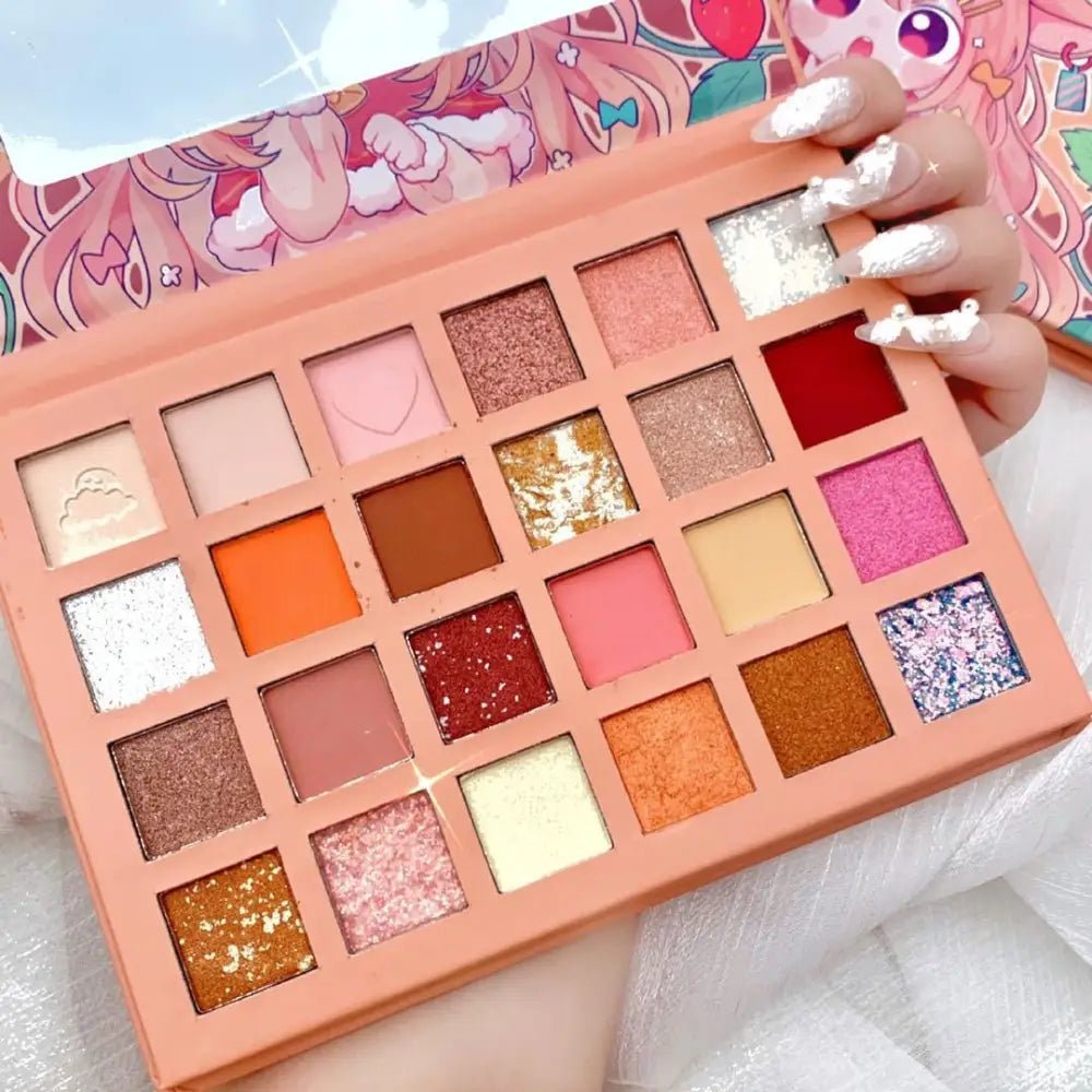 Kawaii Eyeshadow Palette with Warm Tones and Cute Anime Design - Cosparty