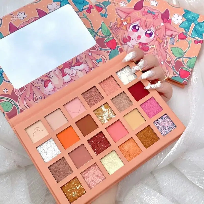 Kawaii Eyeshadow Palette with Warm Tones and Cute Anime Design - phone case