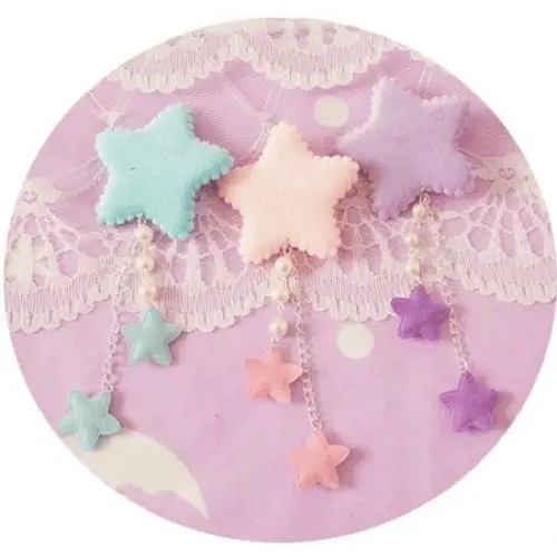 Kawaii Fairy - Kei Star Hair Clip with Charms and Pearls - Cosparty