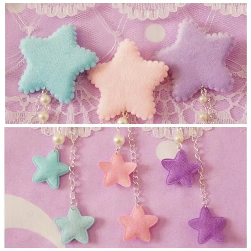 Kawaii Fairy - Kei Star Hair Clip with Charms and Pearls - Cosparty