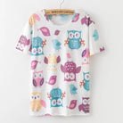 Kawaii Fashion Short Sleeve T-Shirt in Heathered Grey or White - Owls / S - Shirt