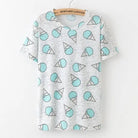 Kawaii Fashion Short Sleeve T-Shirt in Heathered Grey or White - Cosparty