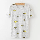 Kawaii Fashion Short Sleeve T-Shirt in Heathered Grey or White - Bees / S - Shirt