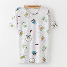 Kawaii Fashion Short Sleeve T-Shirt in Heathered Grey or White - Cosparty