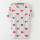 Kawaii Fashion Short Sleeve T-Shirt in Heathered Grey or White - Watermelon / S - Shirt