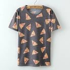 Kawaii Fashion Short Sleeve T-Shirt in Heathered Grey or White - Pizza / S - Shirt