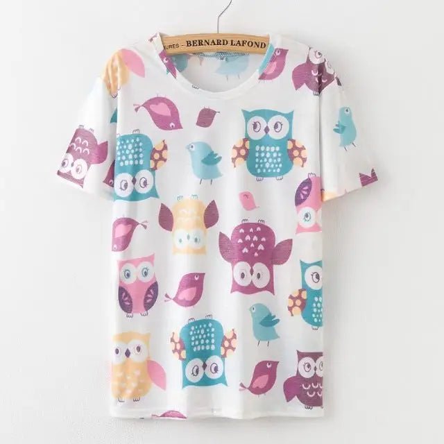 Kawaii Fashion Short Sleeve T-Shirt in Heathered Grey or White - Cosparty