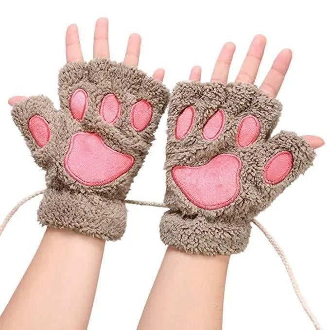 Kawaii Fingerless Neko Cat Paw Gloves for Cozy Comfort - Cosparty