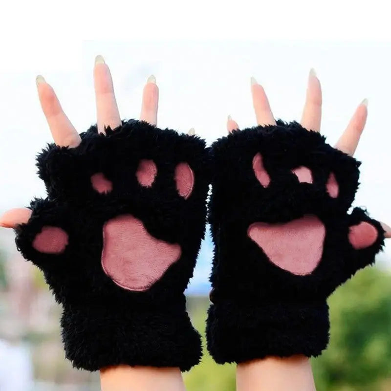 Kawaii Fingerless Neko Cat Paw Gloves for Cozy Comfort - Accessories