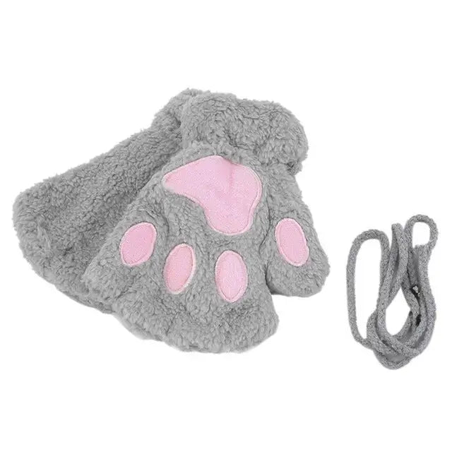 Kawaii Fingerless Neko Cat Paw Gloves for Cozy Comfort - Cosparty