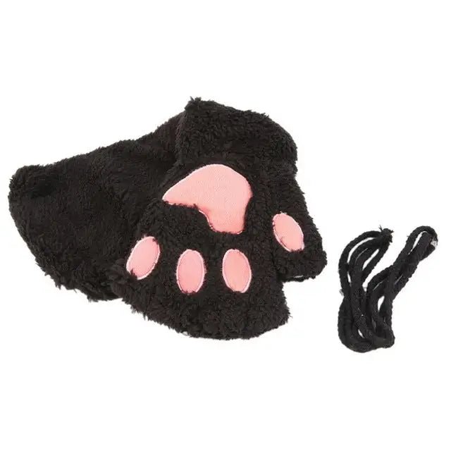 Kawaii Fingerless Neko Cat Paw Gloves for Cozy Comfort - Cosparty