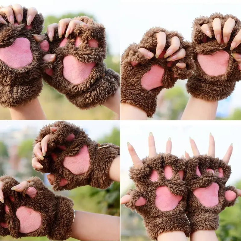 Kawaii Fingerless Neko Cat Paw Gloves for Cozy Comfort - Accessories