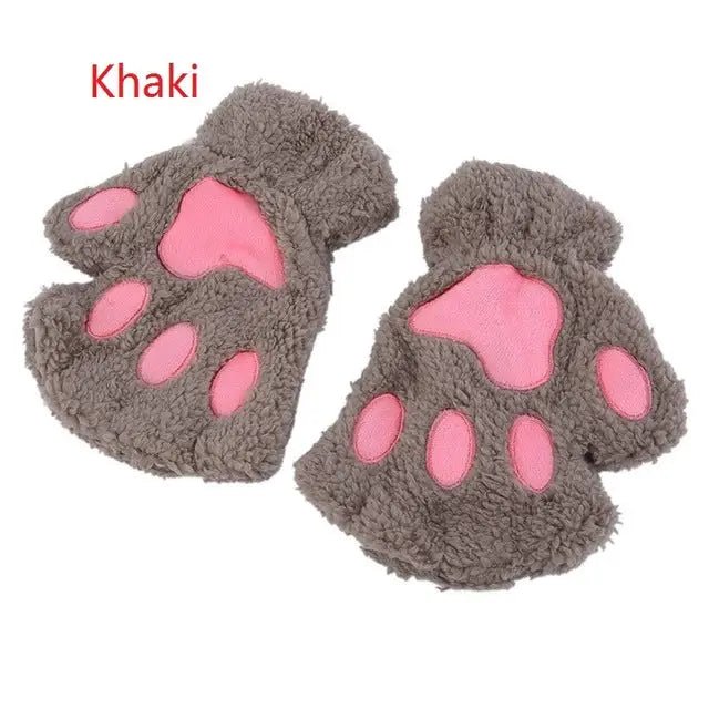 Kawaii Fingerless Neko Cat Paw Gloves for Cozy Comfort - Cosparty