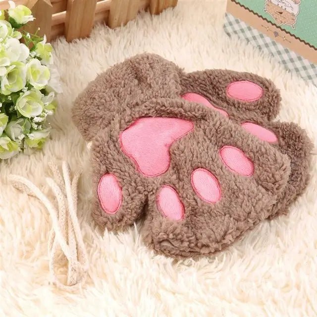 Kawaii Fingerless Neko Cat Paw Gloves for Cozy Comfort - Cosparty