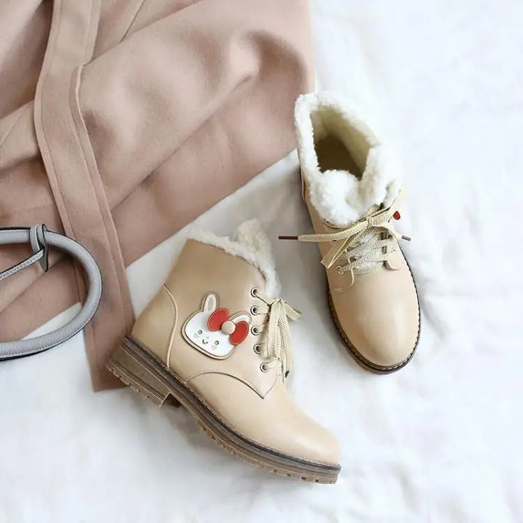 Kawaii Fleece Lined Baby Bun Booties for Everyday Wear - shoes