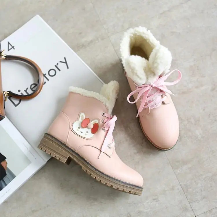 Kawaii Fleece Lined Baby Bun Booties for Everyday Wear - shoes