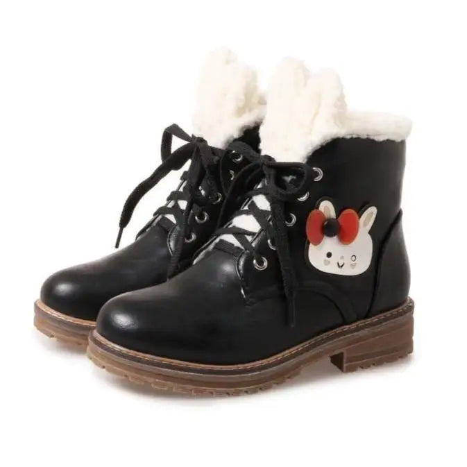 Fleecey Bunny Booties - Black / 12 - shoes