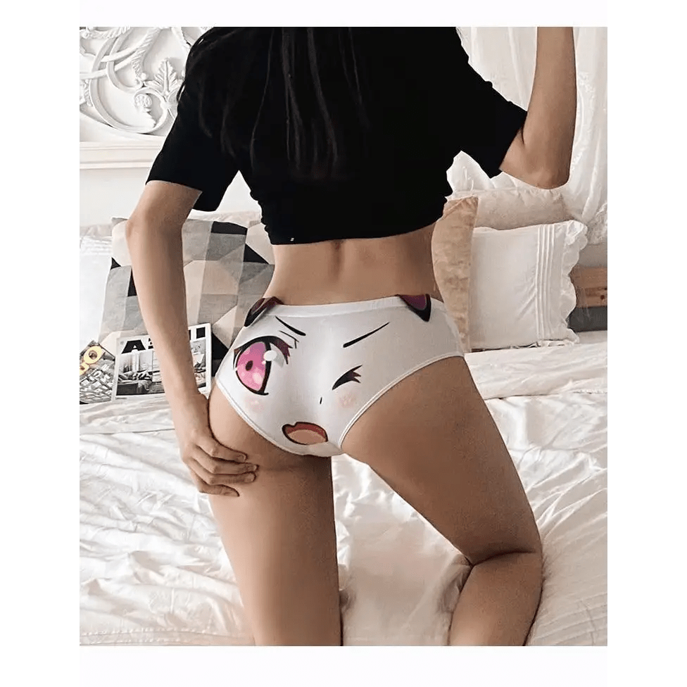Kawaii Floppy Neko Eared Anime Face Underwear - Cosparty