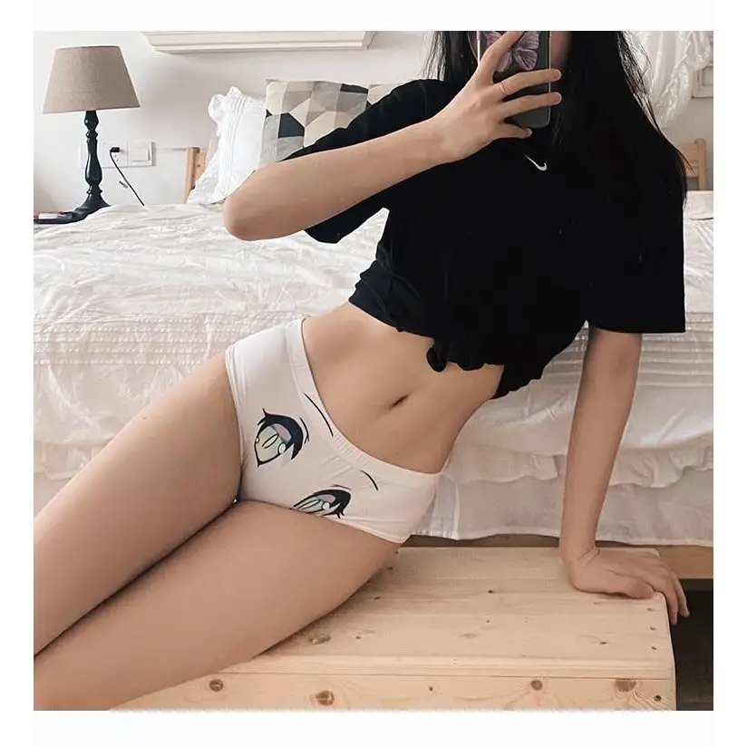 Kawaii Floppy Neko Eared Anime Face Underwear - underwear