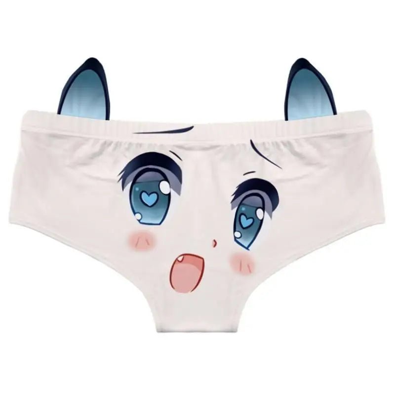 Kawaii Floppy Neko Eared Anime Face Underwear - Cosparty