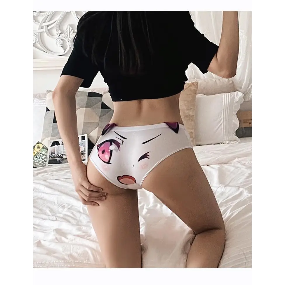 Kawaii Floppy Neko Eared Anime Face Underwear - underwear