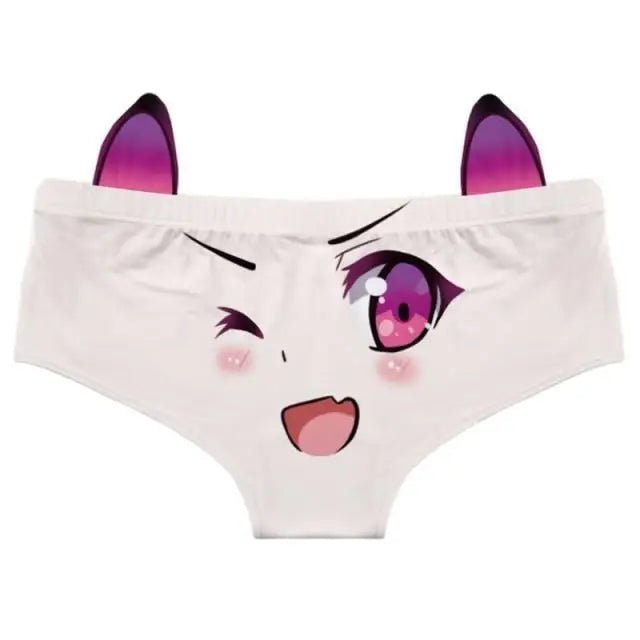 Kawaii Floppy Neko Eared Anime Face Underwear - Cosparty