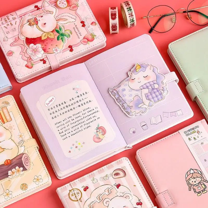 Kawaii Food Inspired Journal with Vibrant Pastel Prints - Cosparty