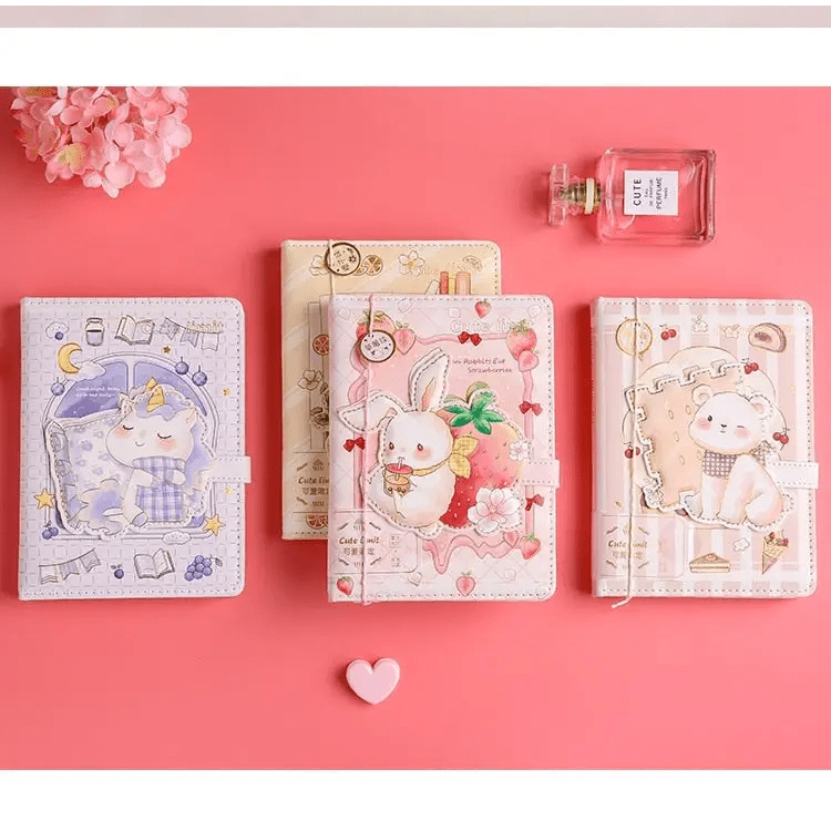 Kawaii Food Inspired Journal with Vibrant Pastel Prints - Cosparty