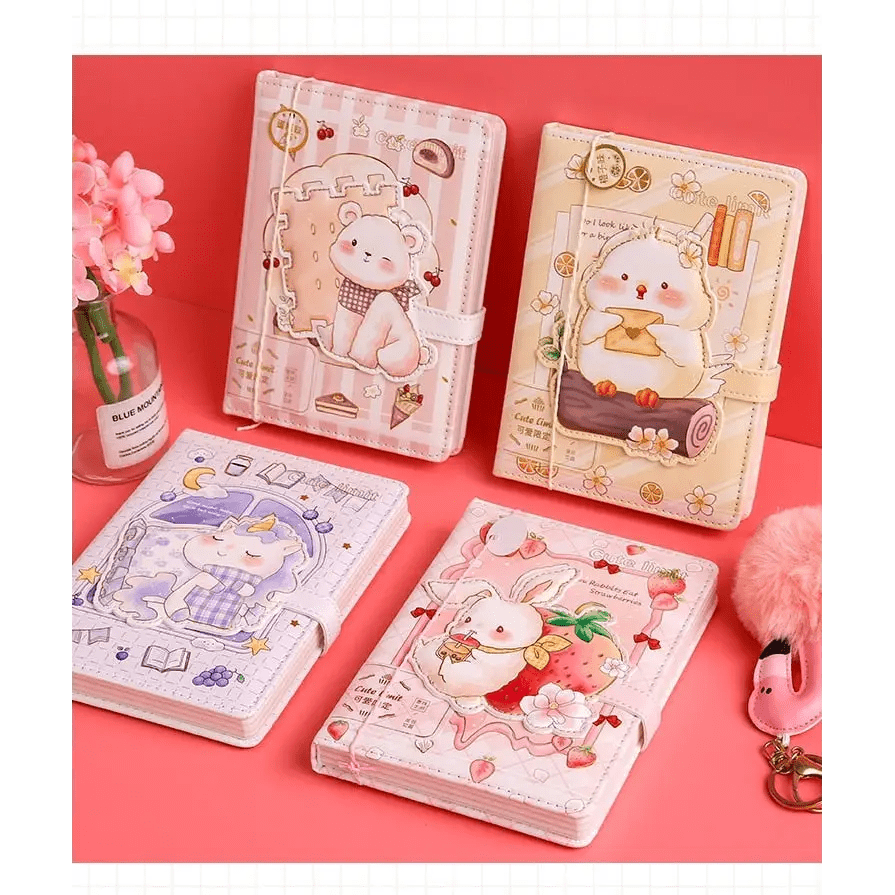 Kawaii Food Inspired Journal with Vibrant Pastel Prints - Cosparty