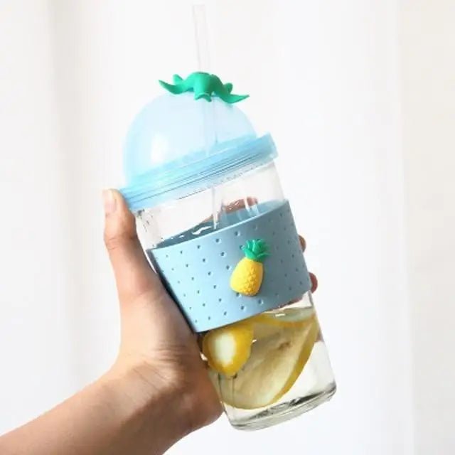 Kawaii Fruit Inspired Water Bottle in Cherries, Bananas, or Pineapples - Cosparty