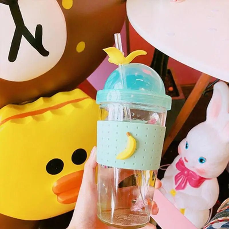 Kawaii Fruit Inspired Water Bottle in Cherries, Bananas, or Pineapples - Cosparty