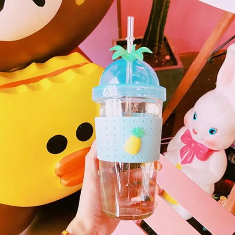 Kawaii Fruit Inspired Water Bottle in Cherries, Bananas, or Pineapples - Cosparty