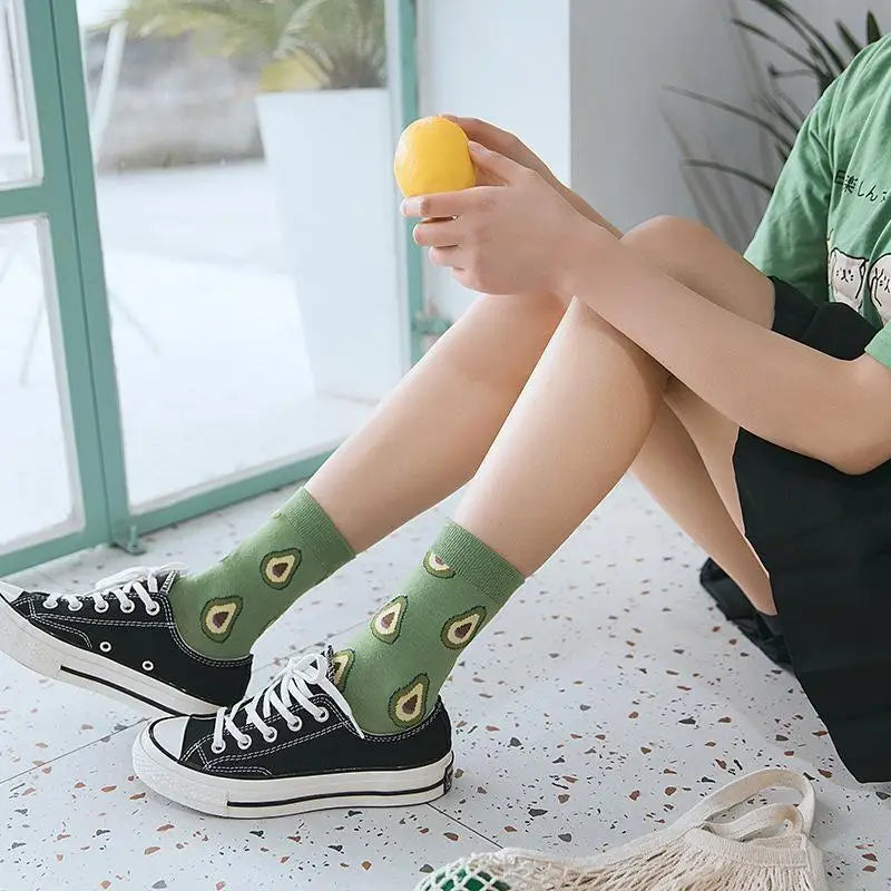 Fruity Sockies - Avocados - ankle socks, avocado, avocadoes, avocados, bananas