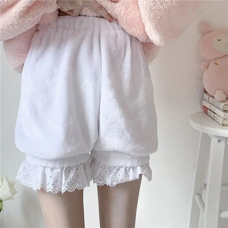 Kawaii Furry Bloomer Shorts with Ribbons and Ruffles - Cosparty