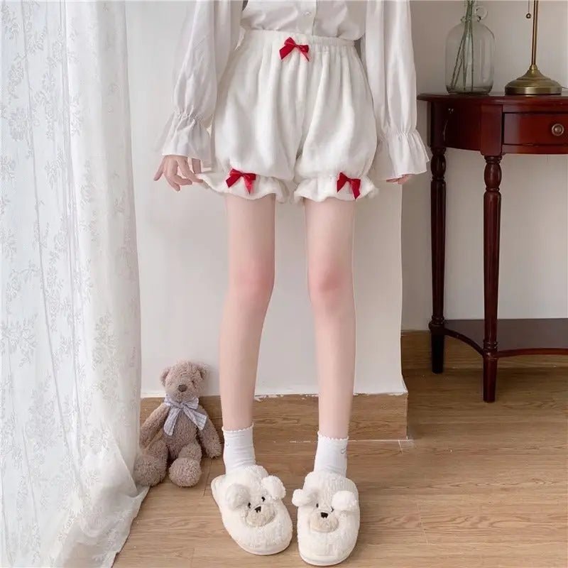 Kawaii Furry Bloomer Shorts with Ribbons and Ruffles - Cosparty