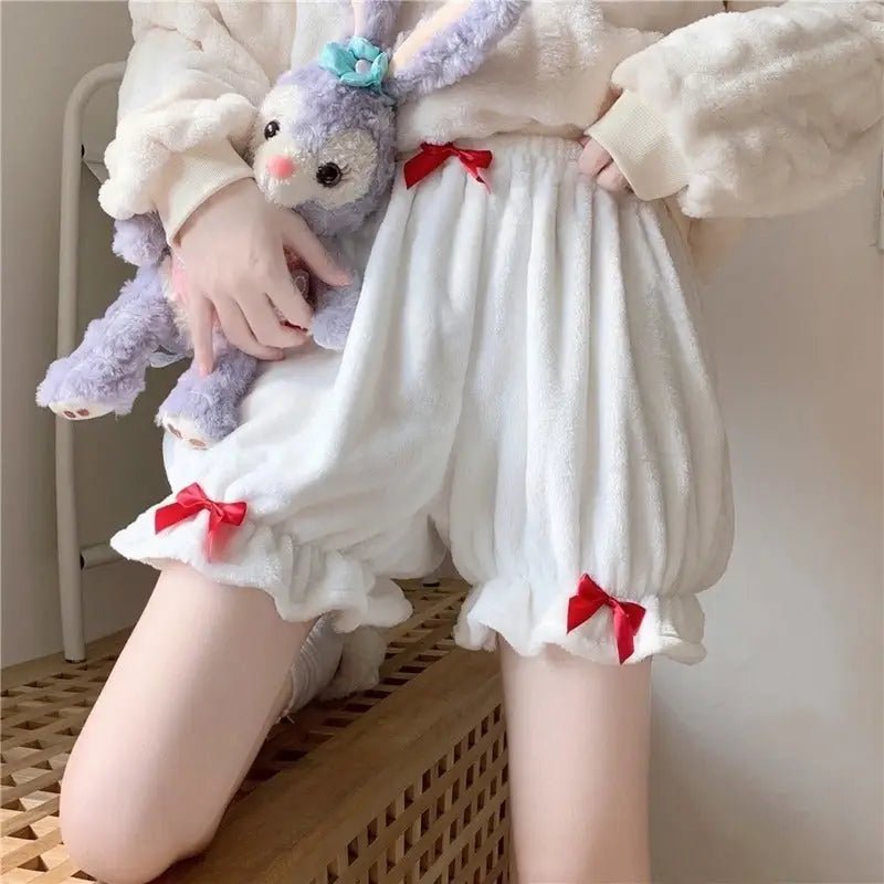 Kawaii Furry Bloomer Shorts with Ribbons and Ruffles - Cosparty