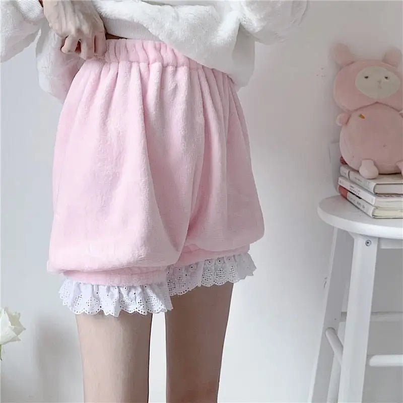 Kawaii Furry Bloomer Shorts with Ribbons and Ruffles - Cosparty