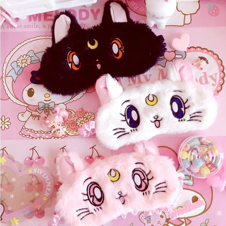 Kawaii Fuzzy Sleep Mask for Cozy Light Blocking Rest - sleep mask