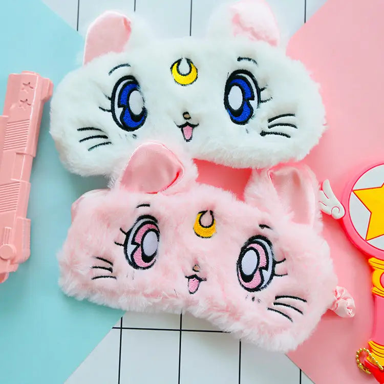 Kawaii Fuzzy Sleep Mask for Cozy Light Blocking Rest - sleep mask