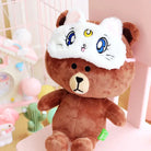 Kawaii Fuzzy Sleep Mask for Cozy Light Blocking Rest - White - sleep mask