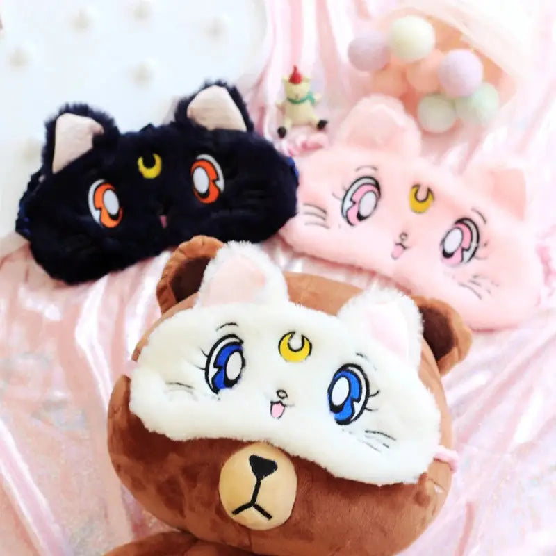 Kawaii Fuzzy Sleep Mask for Cozy Light Blocking Rest - sleep mask