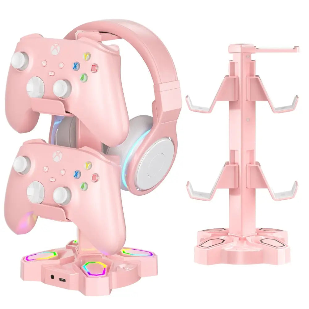 Kawaii Gamer Headset & Controller LED Stand for Ultimate Setup - headset stand