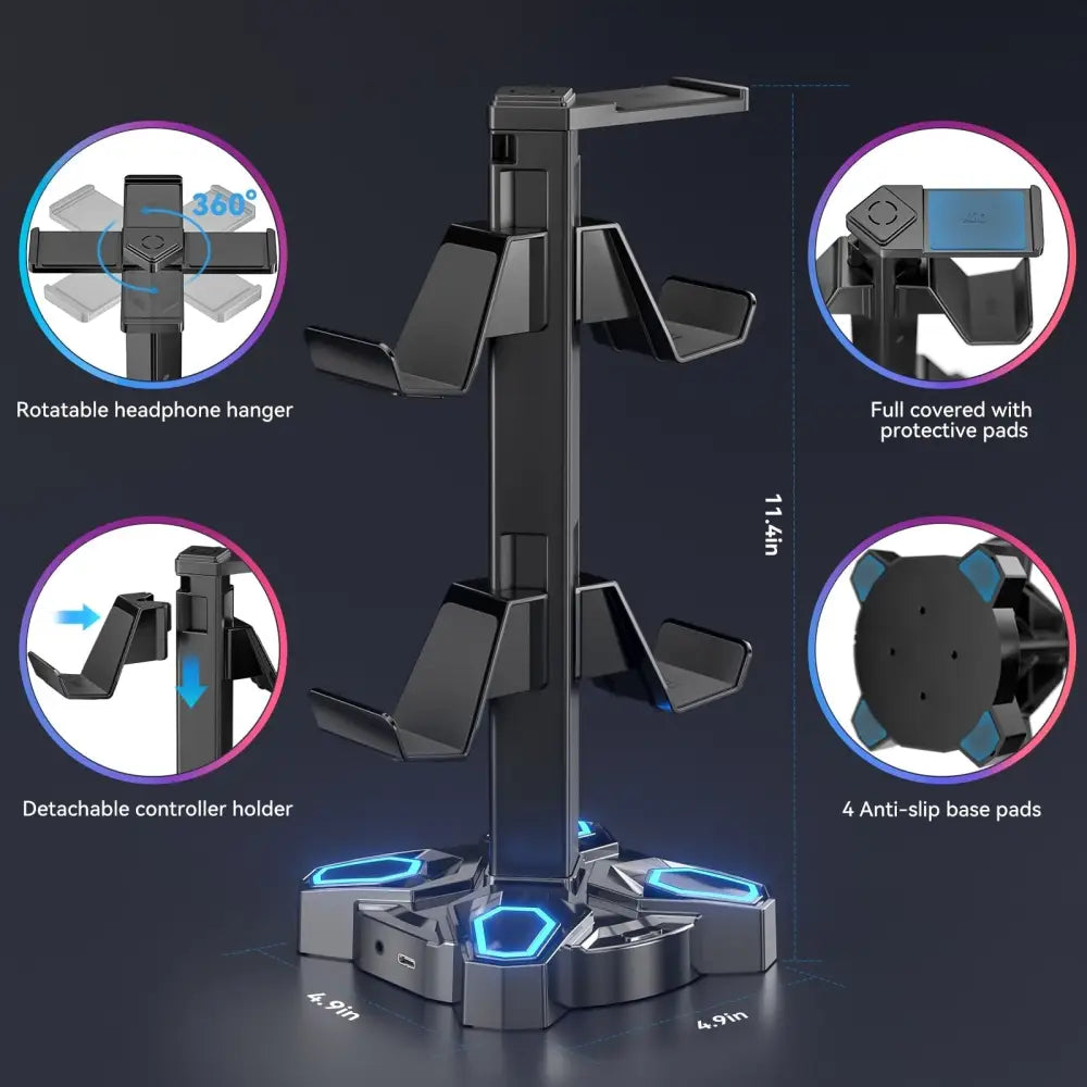 Kawaii Gamer Headset & Controller LED Stand for Ultimate Setup - headset stand