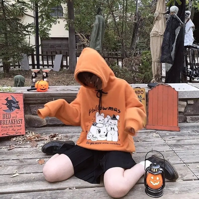 Kawaii Goth Candy Hoodie Sweater for Halloween and Year - Round Wear - Cosparty