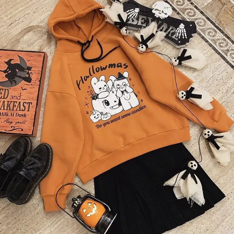 Kawaii Goth Candy Hoodie Sweater for Halloween and Year - Round Wear - Cosparty