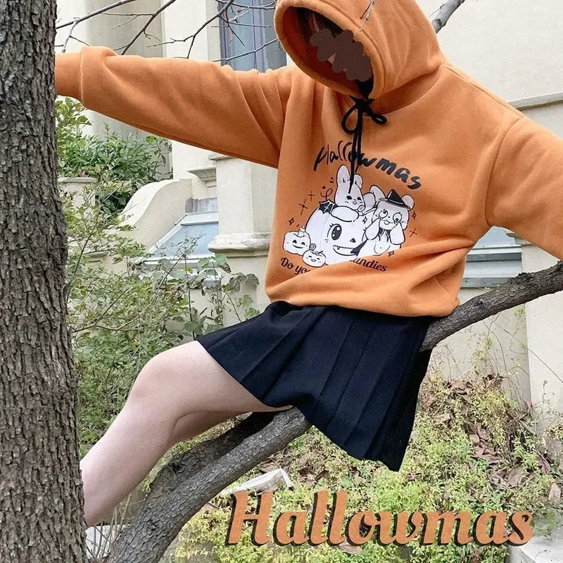 Kawaii Goth Candy Hoodie Sweater for Halloween and Year-Round Wear - Shirts & Tops