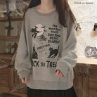 Kawaii Goth Trick or Treat Crewneck Sweater for Year-Round Fun - Shirts & Tops