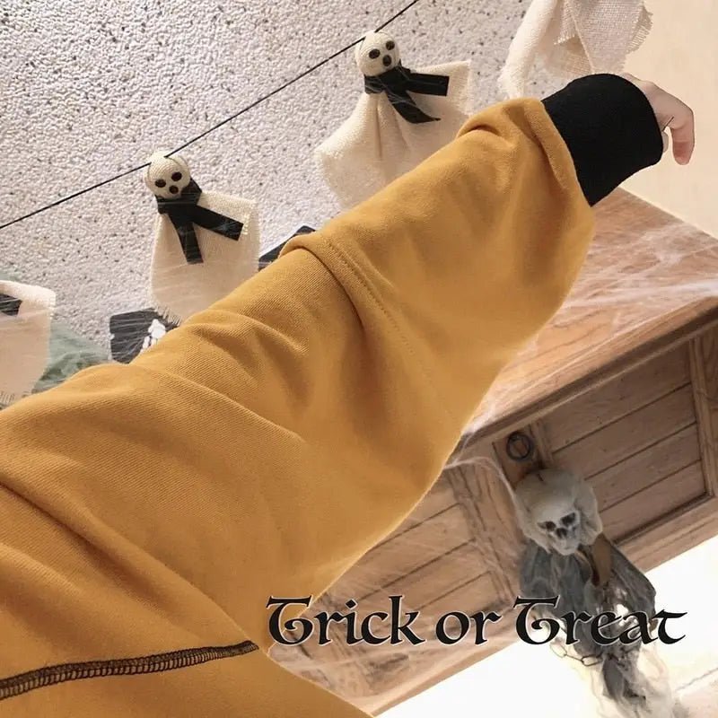 Kawaii Goth Trick or Treat Crewneck Sweater for Year - Round Fun - Cosparty