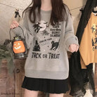 Kawaii Goth Trick or Treat Crewneck Sweater for Year - Round Fun - Cosparty
